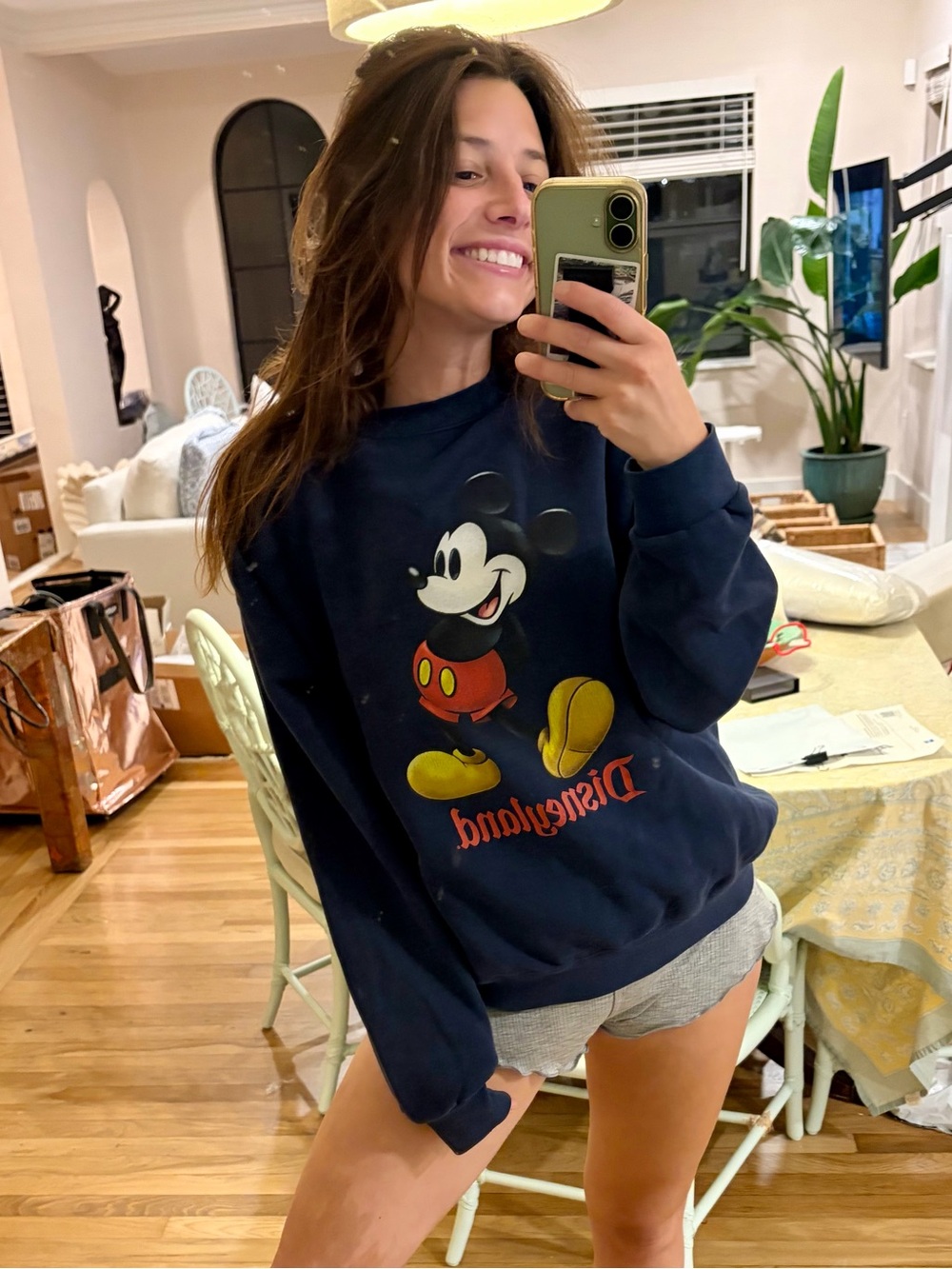 Vintage Disneyland Mickey Mouse Crewneck Sweatshirt Navy Oversize Classic Disney